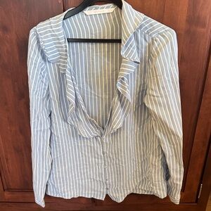 Zara Light Blue Striped Blouse